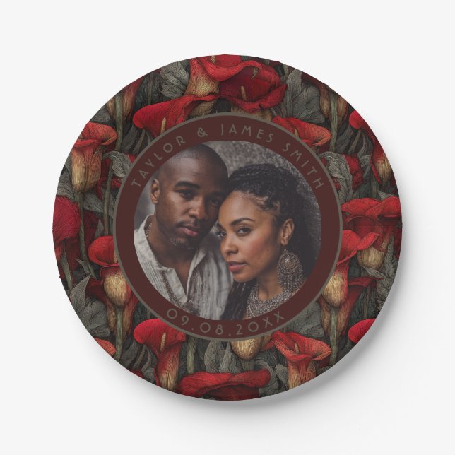 Prato De Papel Linda Calle Lily Plates Para Casamento Após Pa (Frente)