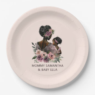 Prato De Papel Linda mãe negra e filha (8)