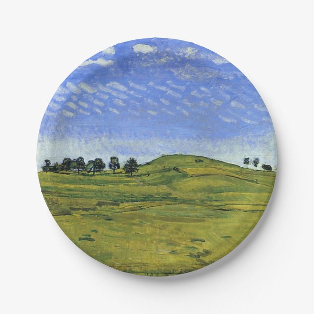 Prato De Papel Linda paisagem suíça (por Ferdinand Hodler) (Frente)