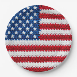 Prato De Papel Lindo Crochê Bandeira Americana Vermelho Branco Az