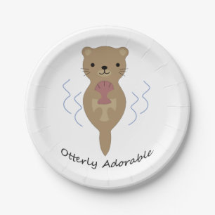 Prato De Papel Lindo e Engraçado Otter Adorável