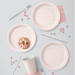 Prato De Papel Lindo Grid Pastel Desenhado à Mão Ballet Rosa