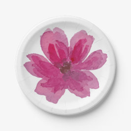 Prato De Papel Lindo Impresso de Flor Rosa Pintado à Mão