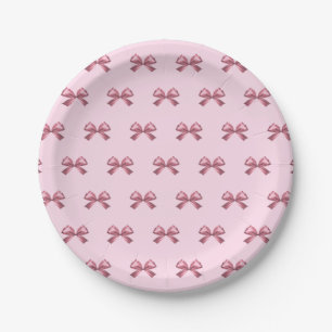 Prato De Papel Lindo Laço Estético de Cetim Rosa Feminino