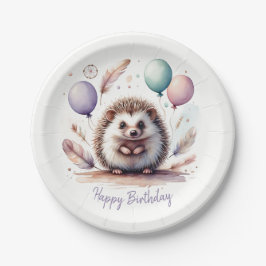 Prato De Papel Lindo Marmota em Aquarela com Balões de Aniversári
