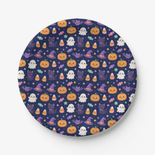 Prato De Papel Lindo padrão de Halloween