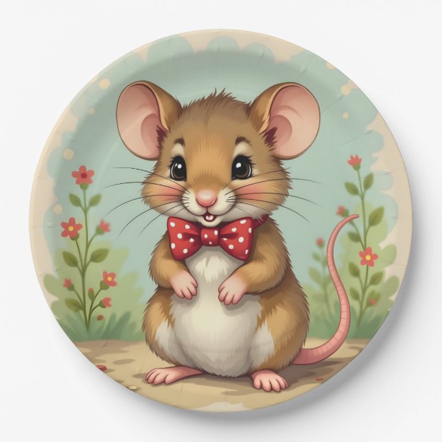 Prato De Papel Lindo ratozinho com gravata (Frente)