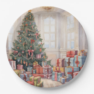 Prato De Papel Lindos Abstrato de Natal - Pilhas de presentes