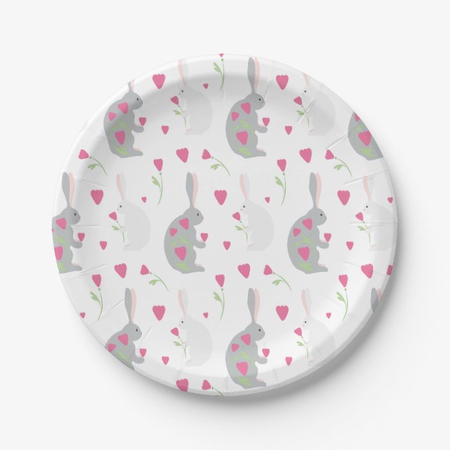 Prato De Papel Lindos coelhos. (Frente)