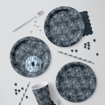 Linear Orchid | Elegant Floral Party & Event Navy