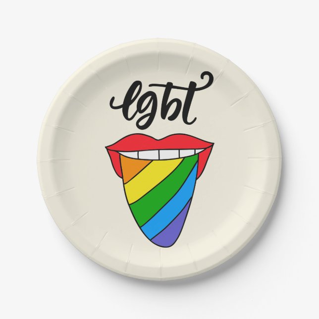 Prato De Papel Língua arco-íris LGBT (Frente)