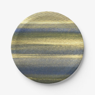 Prato De Papel Linhas Azuis Douradas Papel Personalizado Placas 7