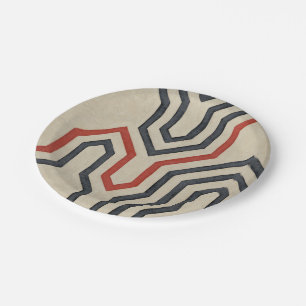 Prato De Papel Linhas Gráficas Laranja e Azul