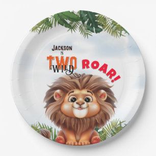 Prato De Papel Lion Safari Dois Aniversários de criança Selvagens