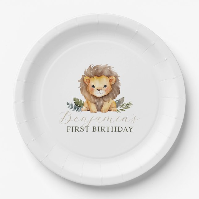 Prato De Papel Lion Wild One Birthday Paper Plates (Frente)
