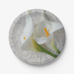 Prato De Papel Lírios Calla em texturas brancas