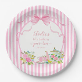 Prato De Papel Listra Floral Rosa Vamos Par-tea Aniversário