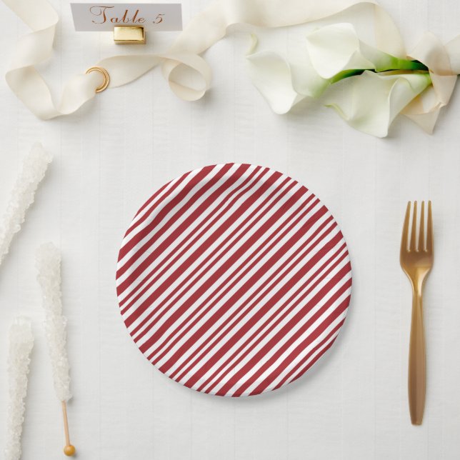 Prato De Papel Listras de Bastão de Natal (Casamento)