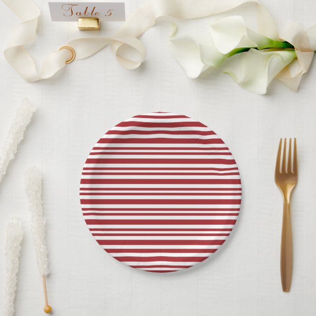 Prato De Papel Listras de Bastão de Natal (Casamento)