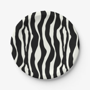 Prato De Papel Listras de zebra - Preto e Branco
