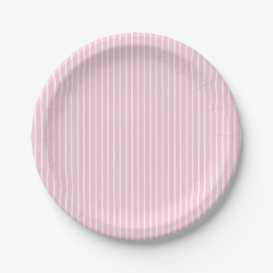 Prato De Papel Listras Elegantes Branco - Rosa 