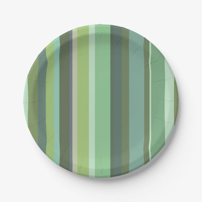 Prato De Papel Listras horizontais verde-oliva (Frente)