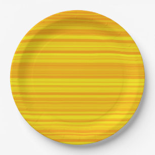 Prato De Papel Listras Laranja Amarelo