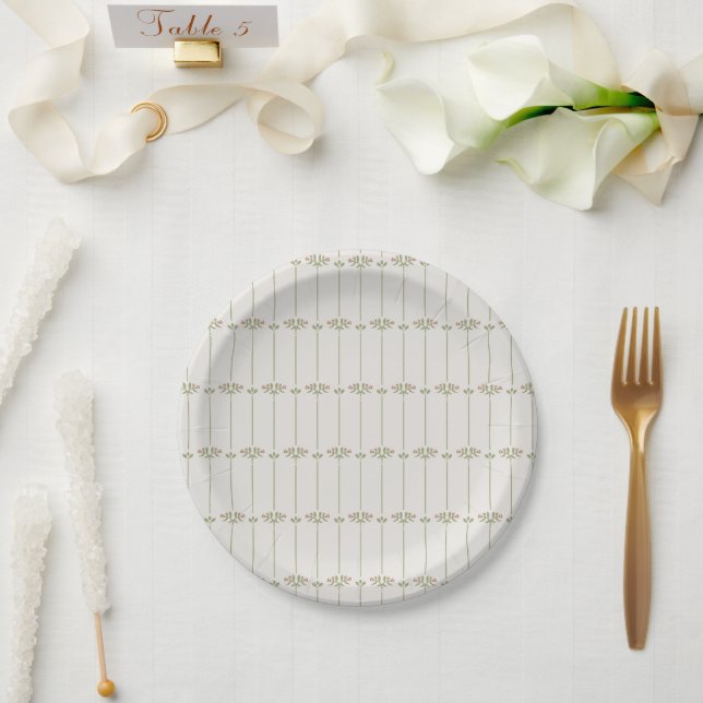 Prato De Papel Listras Tradicionais Botânicas Vitorianas (Casamento)