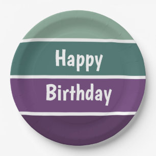 Prato De Papel Listras Verdes E Roxas