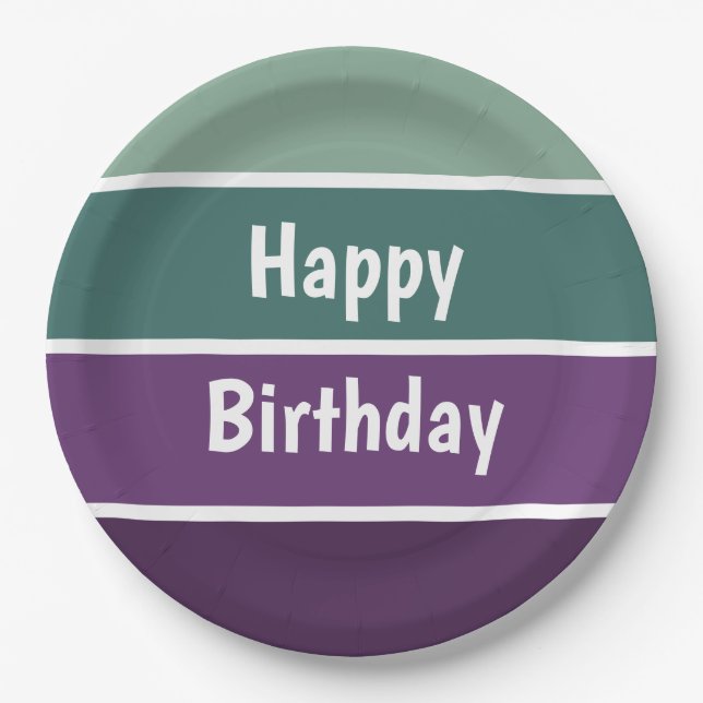 Prato De Papel Listras Verdes E Roxas (Frente)