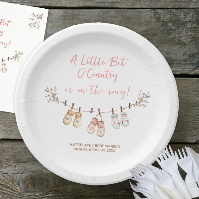 Prato De Papel Little Bit Of Country Winter Boho Baby Girl Shower (Criador carregado)