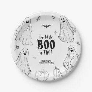Prato De Papel Little Boo Faz Dois no Halloween Aniversário de 2