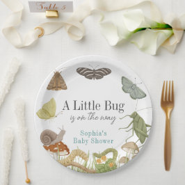 Prato De Papel Little Bug Insects Mushroom Boy Baby Shower