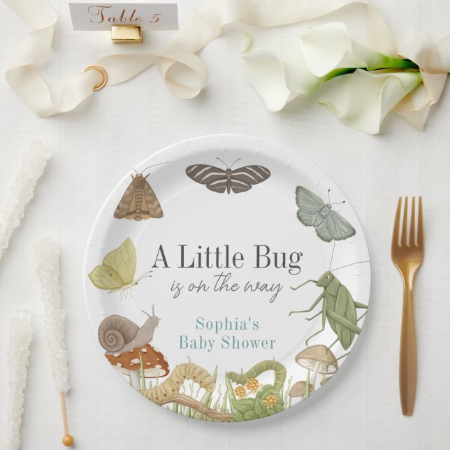 Prato De Papel Little Bug Insects Mushroom Boy Baby Shower (Casamento)