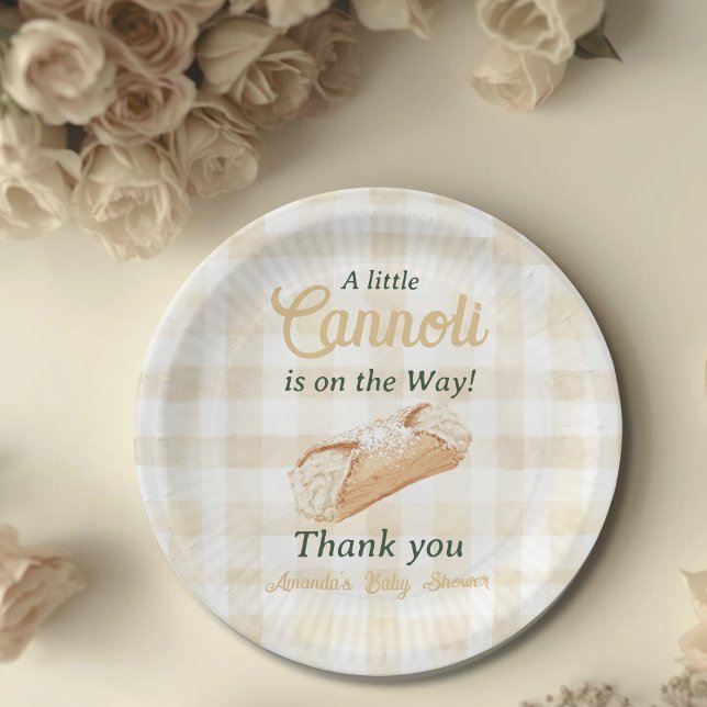 Prato De Papel Little Cannoli Neutral Beige Italian Baby Shower (Criador carregado)