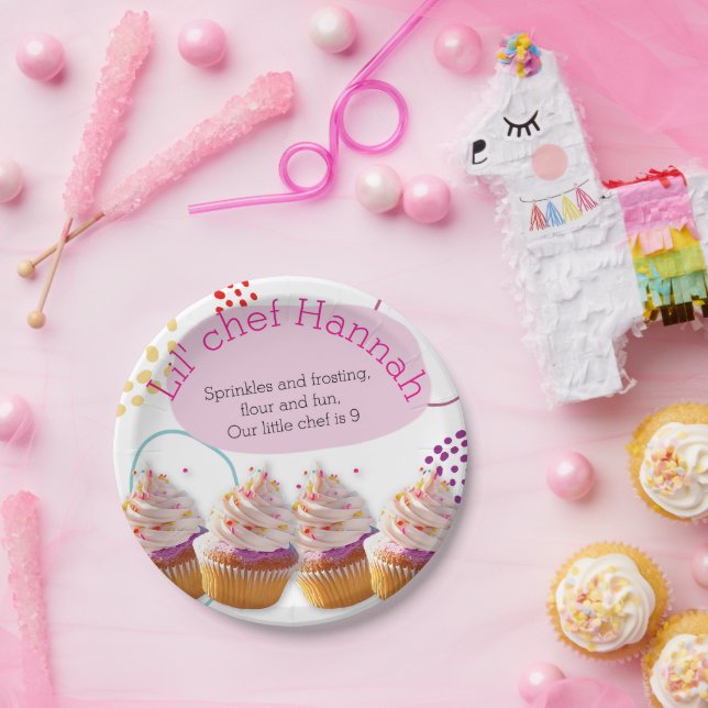 Prato De Papel Little Chef Cupcake Baking Party (Festa)