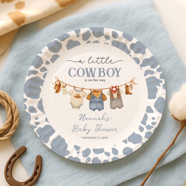 Prato De Papel Little Cowboy Western Baby Shower (Criador carregado)