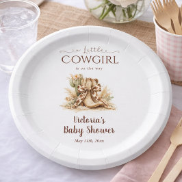 Prato De Papel Little Cowgirl Elegant Western Girl Baby Shower