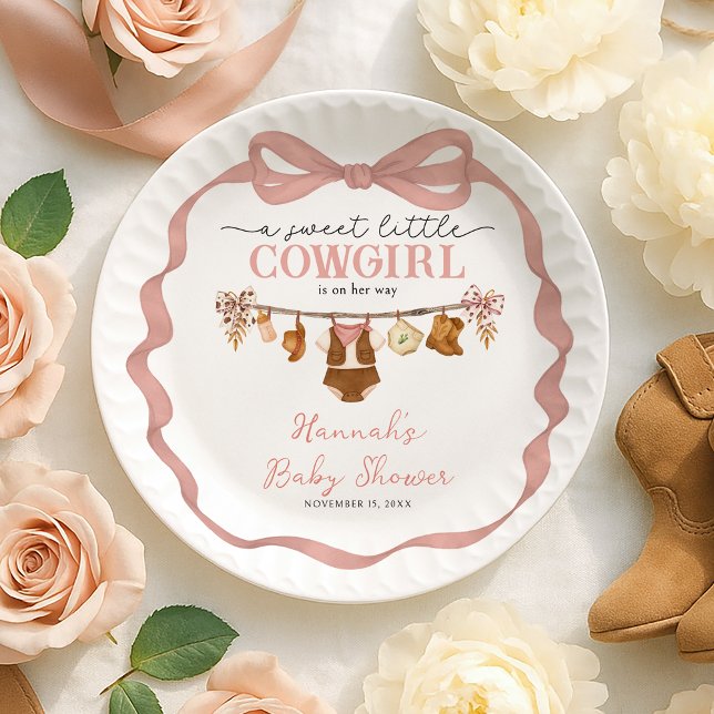 Prato De Papel Little Cowgirl Western Baby Shower (Criador carregado)