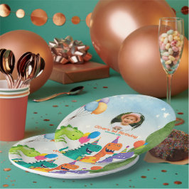 Prato De Papel Little Dino 1st Birthday Paper Plate