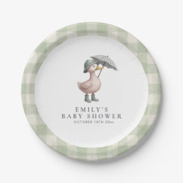 Prato De Papel Little Duckling Green Gender Neutral Baby Shower