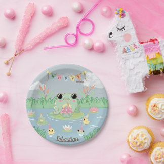 Prato De Papel Little Frog Pond Kid's Birthday