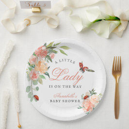 Prato De Papel Little Lady Ladybug Roses Girl Baby Shower
