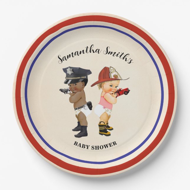 Prato De Papel Little Recruit on the Way Baby Shower Paper Plates (Frente)