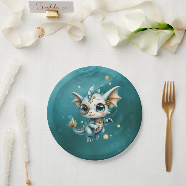 Prato De Papel Little Steam Dragon – Professional Chaos Engineer. (Casamento)