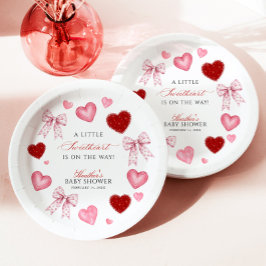 Prato De Papel Little Sweetheart Valentines Day Baby Shower