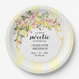 Prato De Papel Little Sweetie Lemon Yellow Pink Baby Shower