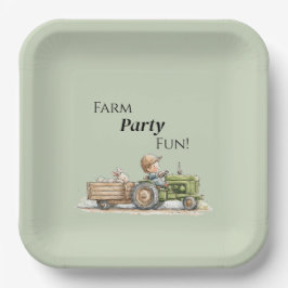 Prato De Papel Little Tractor Farm Birthday