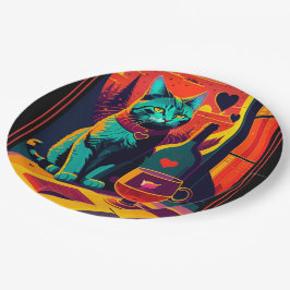 Prato De Papel Livros De Gatos E Vinhos De Sol Personalizados