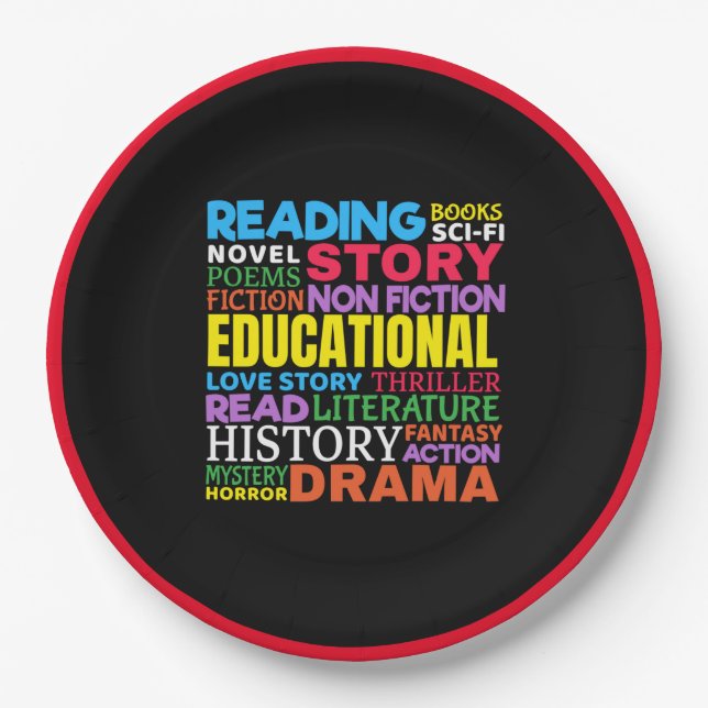 Prato De Papel Livros de Leitura de Amor - Arte de Palavras Genér (Frente)